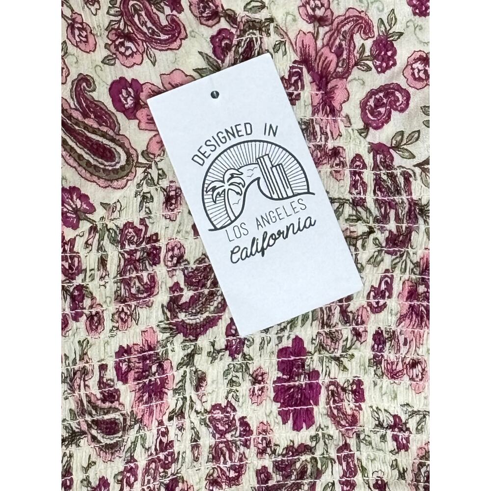 Patrons of Peace Pink Paisley & Floral Print V-Neck Crop Top Size Medium NEW - Picture 10 of 11